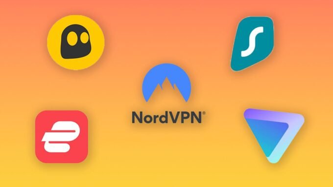 A visual representation of a secure internet connection with various VPN logos