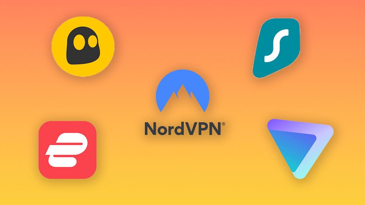 A visual representation of a secure internet connection with various VPN logos