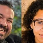 Illustration of a corporate office building with a faint, glowing network of remote workers surrounding it, symbolizing 'work from home dark matter'.