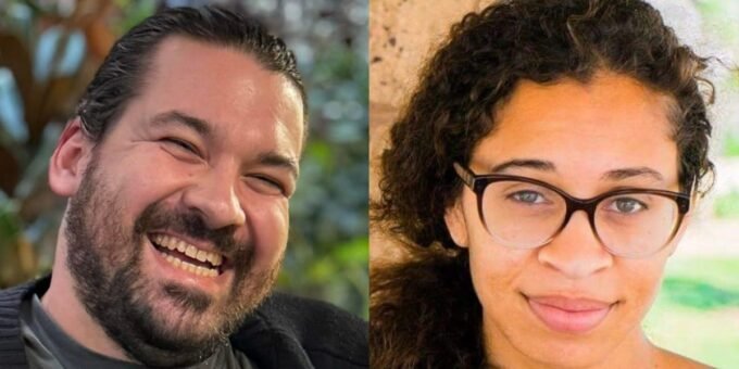 Illustration of a corporate office building with a faint, glowing network of remote workers surrounding it, symbolizing 'work from home dark matter'.