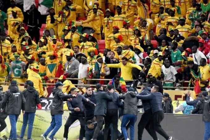 Senegalese football fans clash with authorities during the AFCON final in Rabat