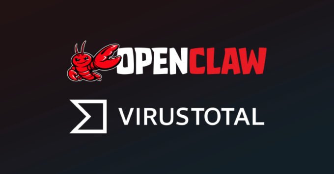 Illustration of OpenClaw logo with a shield and VirusTotal logo, symbolizing enhanced AI security against cyber threats.