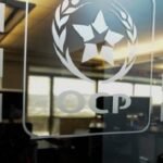 Logo de l'AIEA et du groupe OCP symbolisant leur partenariat pour l'agriculture durable