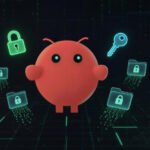 A visual representation of an infostealer attacking an AI agent, possibly showing data flowing from a robot or AI icon into a malicious entity.