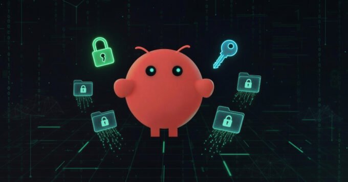 A visual representation of an infostealer attacking an AI agent, possibly showing data flowing from a robot or AI icon into a malicious entity.