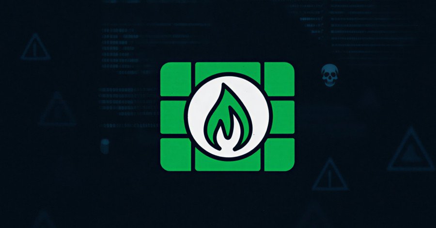 An abstract depiction of artificial intelligence code interacting with network security devices, symbolizing AI-assisted cyberattacks.