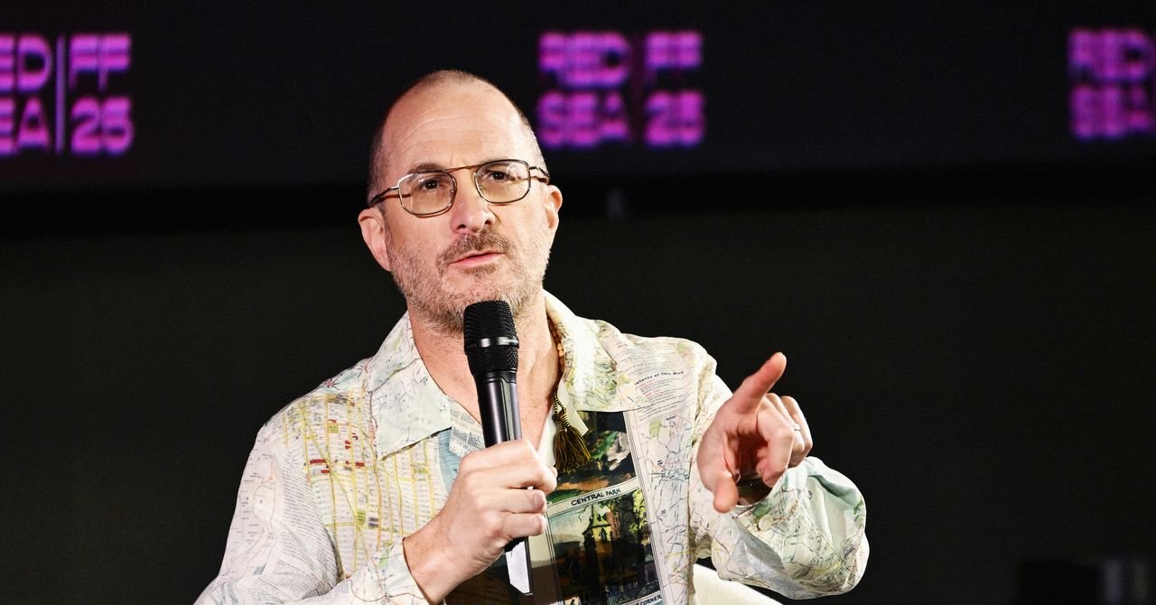 A stylized image depicting a film reel intertwined with digital AI code, symbolizing the intersection and conflict of technology and cinema.