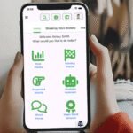 A digital interface displaying stock charts and investment data, with an AI robot icon symbolizing smart investing.