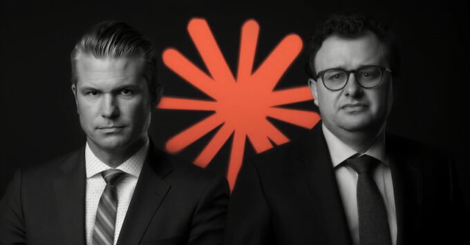 Illustration of AI technology clashing with military symbols, representing the Anthropic-Pentagon dispute over ethical AI use.