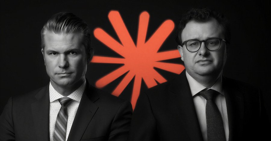 Illustration of AI technology clashing with military symbols, representing the Anthropic-Pentagon dispute over ethical AI use.