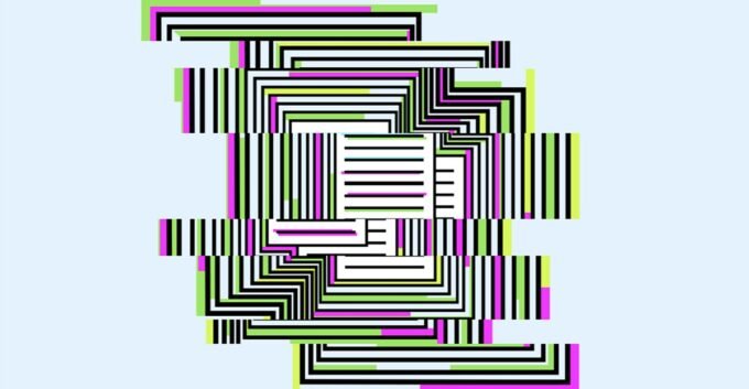 An artificial intelligence brain struggling to read a stack of PDF documents, symbolizing the challenge of AI PDF parsing.