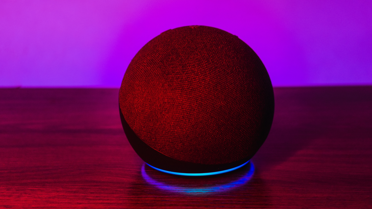An Amazon Echo device with a glowing Alexa+ logo, symbolizing the new generative AI capabilities.