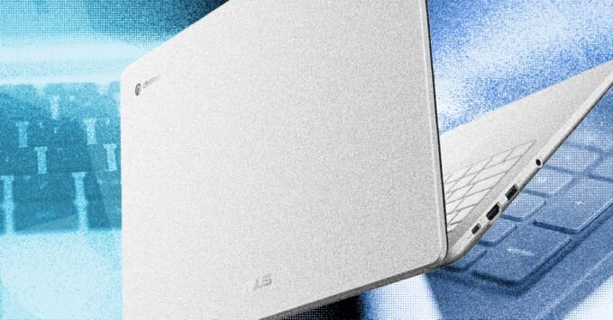 A magnifying glass examining a laptop screen displaying Amazon search results, highlighting misleading product details.