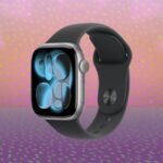 Apple Watch Series 11 (GPS 42mm) on display, showcasing its sleek design and bright screen.