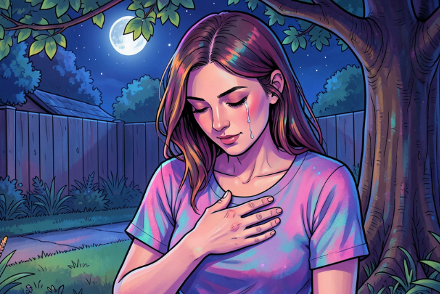 A person meditating or reflecting in a peaceful setting, symbolizing inner peace and emotional healing through forgiveness.