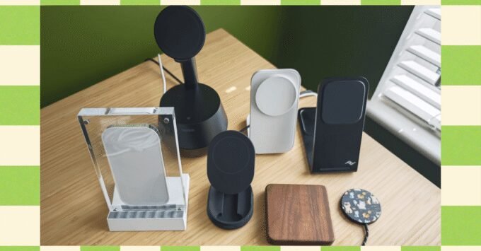 Effortless Power: The 18 Best Wireless Chargers, Expertly Reviewed for 2026 7 A selection of modern wireless charging pads and stands with smartphones on them, showcasing convenience.