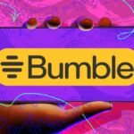Bumble dating app logo with a smartphone interface showing a match, symbolizing online dating and connection.