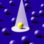 A spotlight illuminating a business logo, symbolizing brand visibility and market recognition.