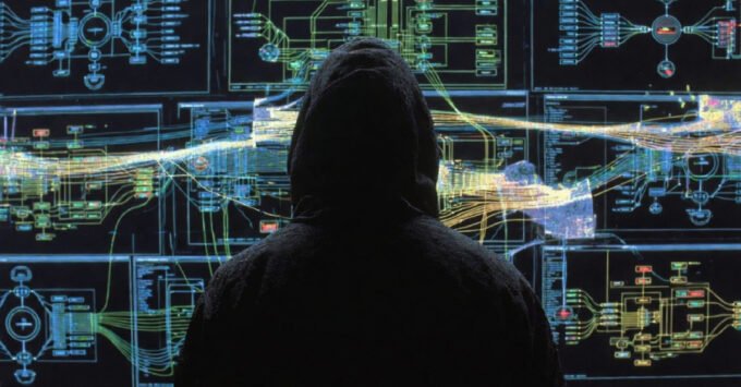 Google Unmasks 'CANFAIL': Suspected Russian Cyber Espionage Escalates Against Ukraine 7 Illustration of cyber warfare, showing digital threats targeting a map of Ukraine, with malware code and a shield icon.