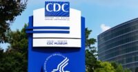 An illustration depicting the CDC logo amidst a chaotic or uncertain background, symbolizing leadership turmoil.