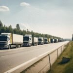 Un camion de transport routier international sur une autoroute européenne, symbolisant les défis liés aux visas Schengen.