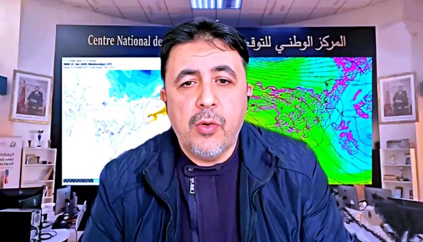 خريطة الطقس في المغرب تظهر مناطق الأمطار الغزيرة والثلج والرياح القوية
