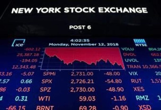 رسوم بيانية لأسهم شركات التكنولوجيا في بورصة وول ستريت تظهر تراجعاً