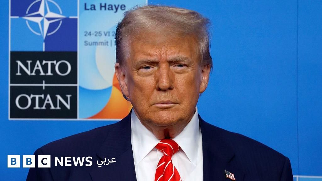 الرئيس الأمريكي دونالد ترامب خلال مشاركته في قمة الناتو في لاهاي، هولندا