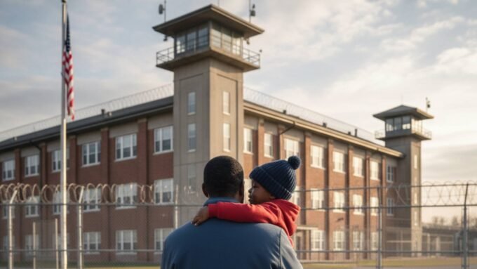 صورة للطفل ليام ووالده أدريان كونيخو أرياس لحظة مغادرتهما مركز احتجاز المهاجرين في تكساس.