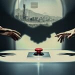 خريطة للشرق الأوسط تظهر الولايات المتحدة وإيران ودول الخليج، أو صورة رمزية للتوتر السياسي.