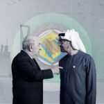 خريطة توضح موقع الجزائر والإمارات في المنطقة، أو طائرات تابعة لشركات طيران البلدين.