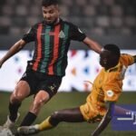 صورة لفريق الجيش الملكي يحتفل بهدف الفوز ضد يانغ أفريكانز في مباراة دوري أبطال إفريقيا.