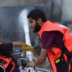 صورة تظهر منطقة الحدود الشمالية لقطاع غزة أو آثار قصف مدفعي.