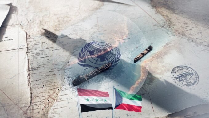 خارطة توضح الحدود البحرية المتنازع عليها بين العراق والكويت في الخليج العربي