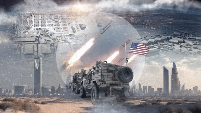 مشهد يوضح التواجد العسكري الأمريكي في منطقة الخليج العربي