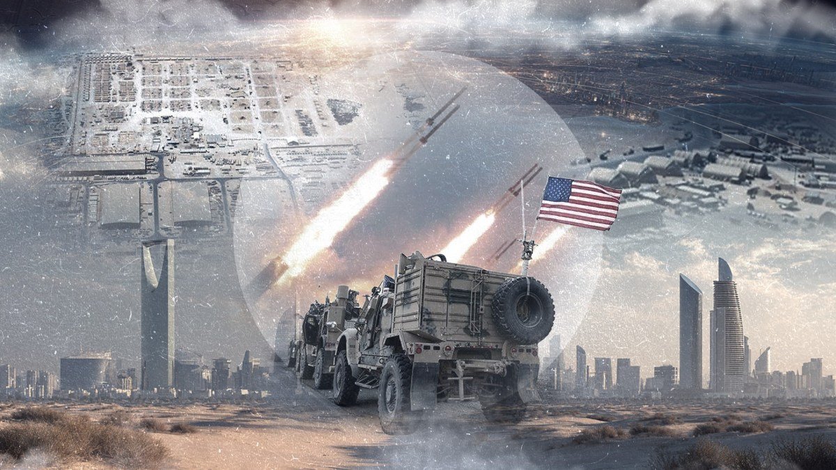 مشهد يوضح التواجد العسكري الأمريكي في منطقة الخليج العربي