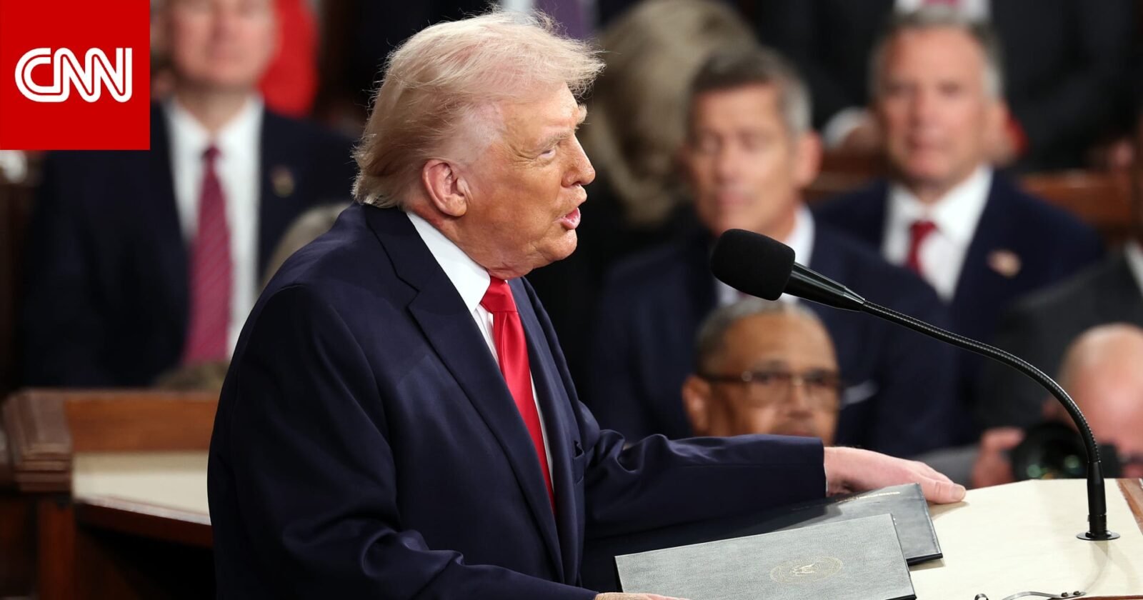 الرئيس الأمريكي دونالد ترامب يلقي خطاب حالة الاتحاد في مبنى الكابيتول.