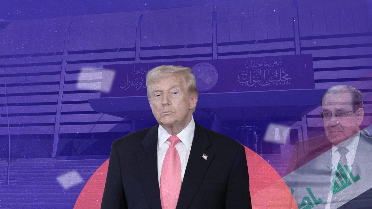 صورة تجمع دونالد ترامب ونوري المالكي، ترمز للتدخل الأمريكي في السياسة العراقية.