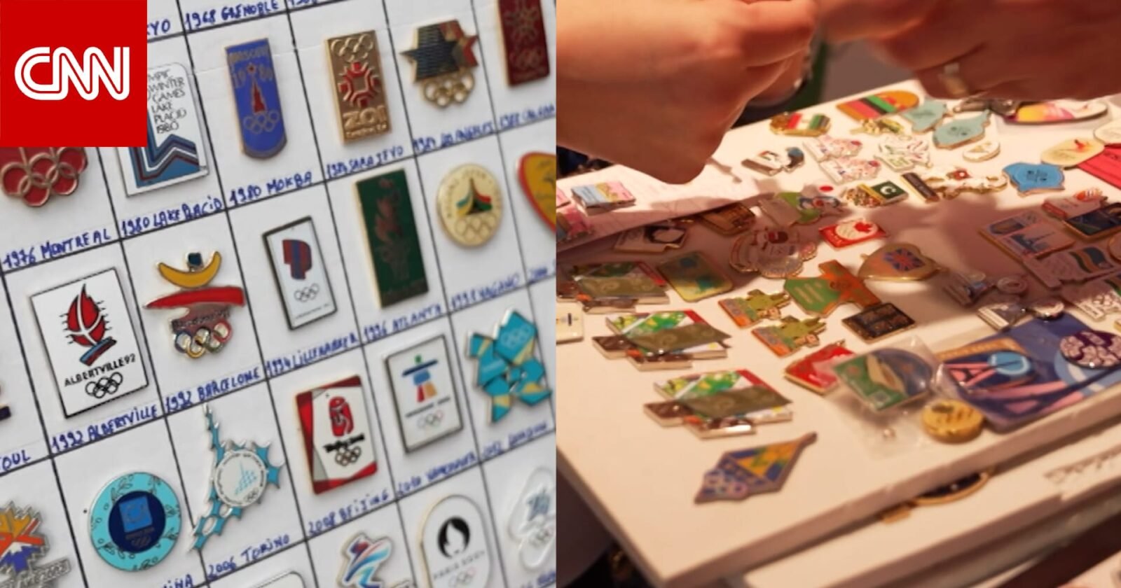 مجموعة متنوعة من دبابيس الألعاب الأولمبية يتم تبادلها بين المشاركين في دورة الألعاب الشتوية في ميلانو.