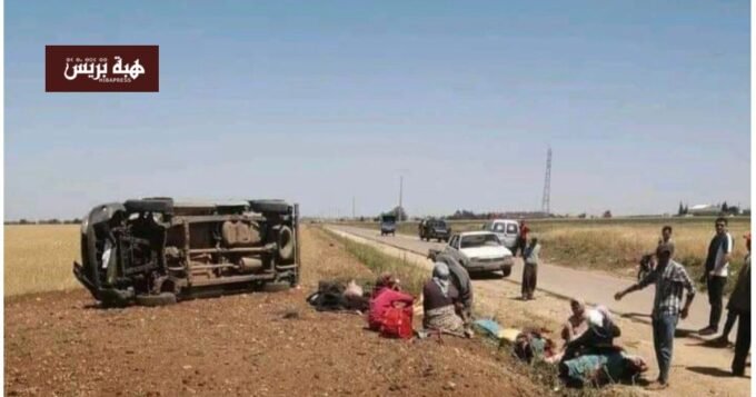 حادث انقلاب سيارة مجاط