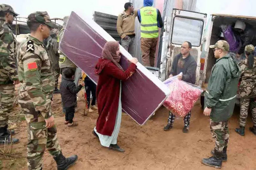 إقليم القنيطرة يطلق مخططاً شاملاً لعودة آمنة وتدريجية للمتضررين من التقلبات الجوية 3 صورة جوية تظهر المناطق المتضررة من الفيضانات في إقليم القنيطرة وعمليات الإجلاء.