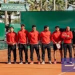صورة للاعبي المنتخب المغربي للتنس خلال مباراة في كأس ديفيس