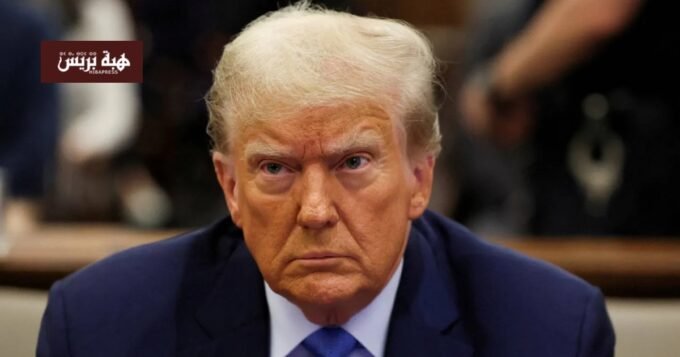 صورة للرئيس الأمريكي السابق دونالد ترامب يتحدث عن الوضع في غزة.