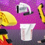 A collection of innovative DIY tool accessories including a multipail, flashlight gloves, and a ladder leveler, ready for home projects.