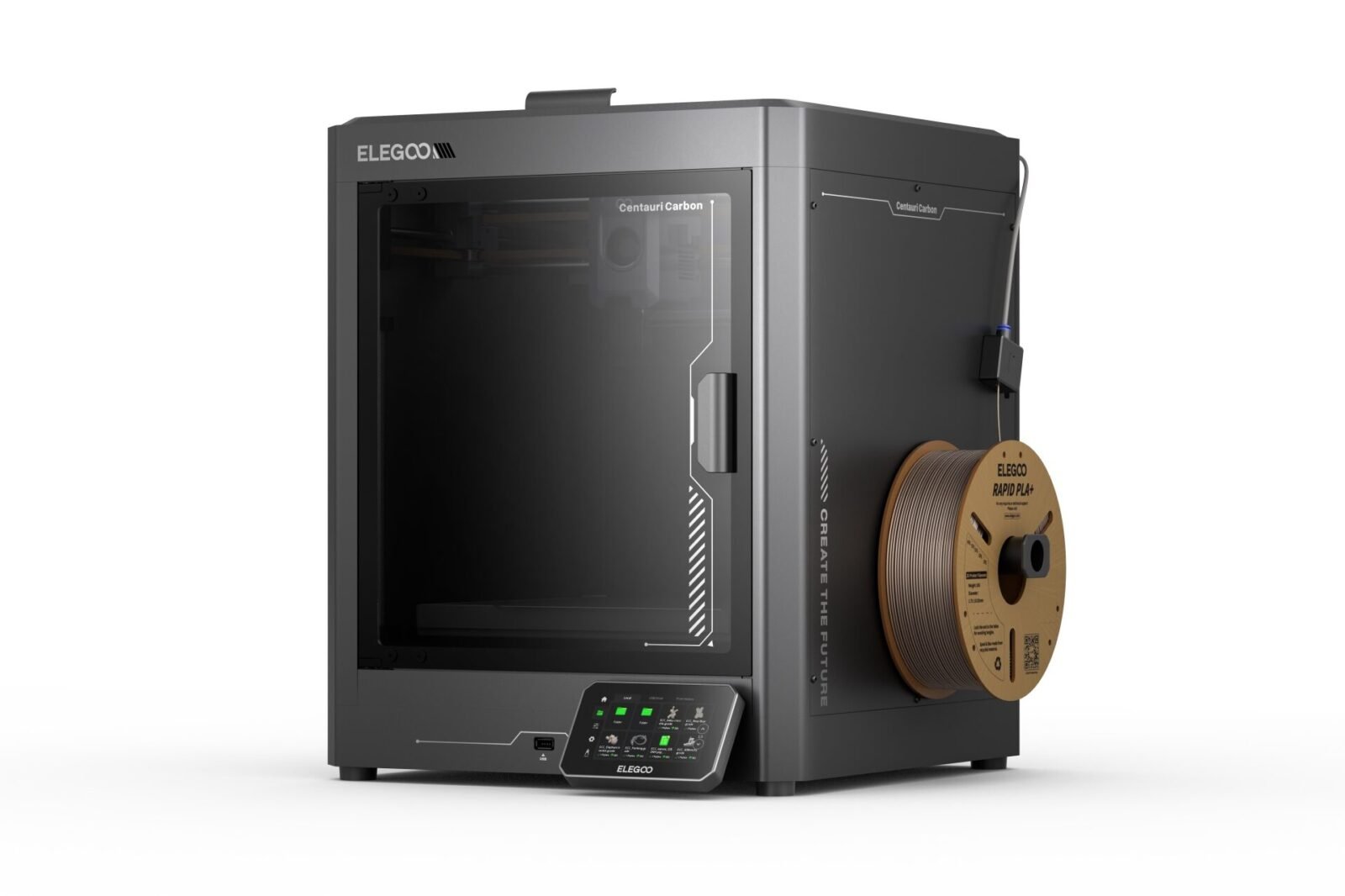 Elegoo Centauri Carbon 3D printer in operation, showcasing a printed object