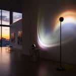 The MIROR Collection lamp by MIRORlab casting dynamic colors