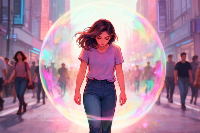 A person with their eyes closed, appearing calm and reflective, symbolizing energy conservation and self-care.