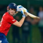 England and New Zealand cricket players in action during the 2026 T20 World Cup match.