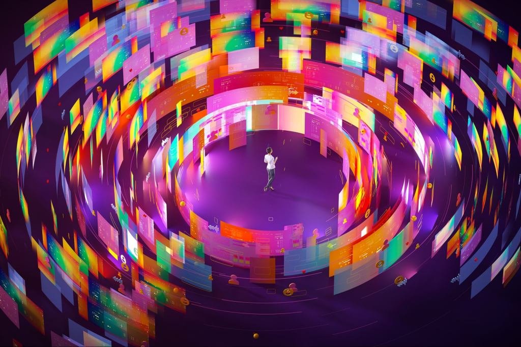 A map showing Europe and the U.S. connected by a digital network, symbolizing domain acquisition