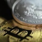 A graphic depicting falling stock charts and cryptocurrency symbols, representing market sell-offs in Bitcoin and silver.